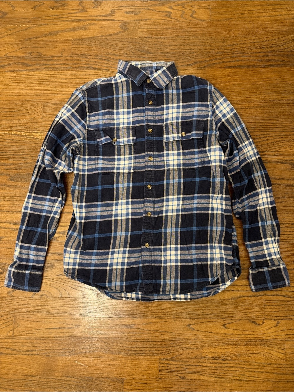 Old Navy Navy and White Plaid Button-Down Shirt